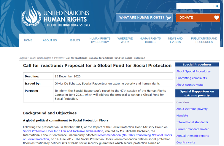 SOCIEUX+ presents its comments on the proposed United Nations’ Global Fund for Social Protection